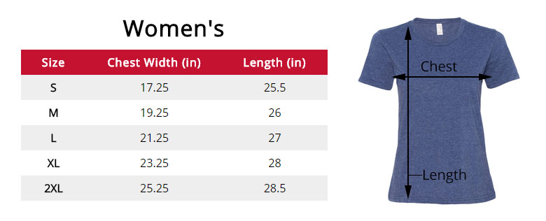 T Shirt Size Chart For Female
